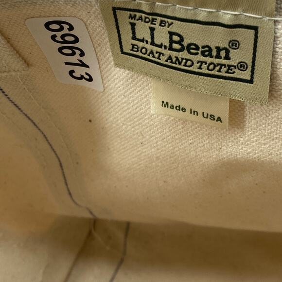 Vintage LL BEAN BOAT and TOTE Bag 10x13 "JULIE" Canvas Open Top Ivory Red USA - Picture 15 of 15
